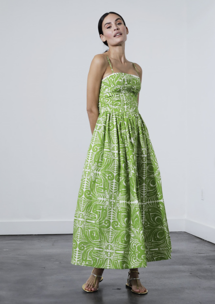 Bella Print Dress - Lime Azulejo Karina Grimaldi