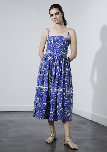 Bella Print Dress - Blue Azulejo Karina Grimaldi